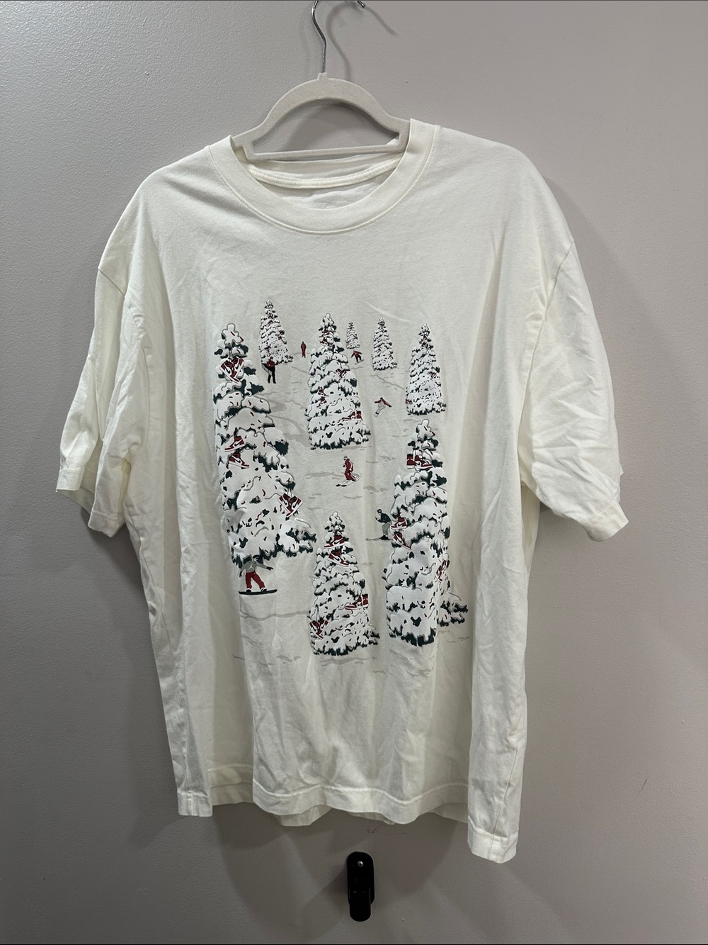 Jordan White Short Sleeve Tee with Winter Ski Tree Graphic